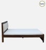 Segur Sheesham Wood Queen Size Bed In Provincial Teak Finish with Beige Padded Headboard