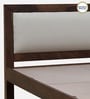 Segur Sheesham Wood Queen Size Bed In Provincial Teak Finish with Beige Padded Headboard