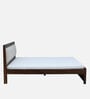 Segur Sheesham Wood Queen Size Bed In Provincial Teak Finish with Beige Padded Headboard