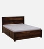 Segur Sheesham Wood Queen Size Bed In Provincial Teak Finish With Box Storage