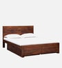 Segur Sheesham Wood Queen Size Bed In Provincial Teak Finish With Drawer Storage