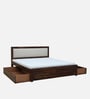 Segur Sheesham Wood Queen Size Bed In Provincial Teak Finish With Drawer Storage