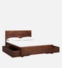 Segur Sheesham Wood Queen Size Bed In Provincial Teak Finish With Drawer Storage