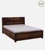 Segur Sheesham Wood Queen Size Bed In Provincial Teak Finish With Hydraulic Storage