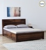 Segur Sheesham Wood Queen Size Bed In Provincial Teak Finish With Hydraulic Storage