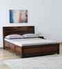 Segur Sheesham Wood Queen Size Bed In Provincial Teak Finish With Hydraulic Storage