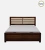 Segur Sheesham Wood Queen Size Bed In Provincial Teak Finish With Padded Headboard Hydraulic Storage