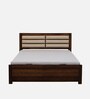 Segur Sheesham Wood Queen Size Bed In Provincial Teak Finish With Padded Headboard Hydraulic Storage