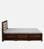 Segur Sheesham Wood Queen Size Bed In Provincial Teak Finish With Padded Headboard Hydraulic Storage