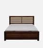 Segur Sheesham Wood Queen Size Bed In Provincial Teak Finish With Padded Headboard Hydraulic Storage