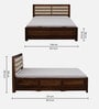 Segur Sheesham Wood Queen Size Bed In Provincial Teak Finish With Padded Headboard Hydraulic Storage