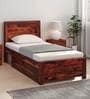 Segur Sheesham Wood Single Bed In Honey Oak Finish With Drawer Storage
