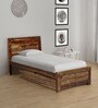 Segur Sheesham Wood Single Bed In Rustic teak Finish With Drawer Storage