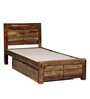 Segur Sheesham Wood Single Bed In Rustic teak Finish With Drawer Storage