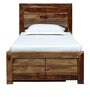 Segur Sheesham Wood Single Bed In Rustic teak Finish With Drawer Storage