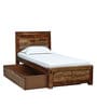 Segur Sheesham Wood Single Bed In Rustic teak Finish With Drawer Storage
