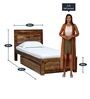 Segur Sheesham Wood Single Bed In Rustic teak Finish With Drawer Storage