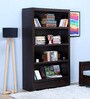 Segur Solid Wood Tall Book Shelf in Warm Chestnut Finish
