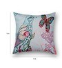 Blue Floral & Animal Printed Cotton 16 x 16 Inches Cushion Covers (Set of 2)