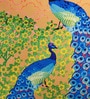 Blue Floral Peacock Cotton 16 x 16 Inches Cushion Covers (Set of 2)