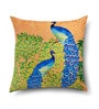 Blue Floral Peacock Cotton 16 x 16 Inches Cushion Covers (Set of 2)