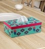 Floral Teal Mdf Wood Tissues Holder