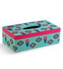 Floral Teal Mdf Wood Tissues Holder