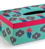 Floral Teal Mdf Wood Tissues Holder