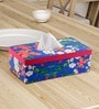 Floral Blue Mdf Tissue Paper Box Holder
