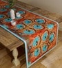 Floral (47x12) Brown & Blue Cotton Table Runner