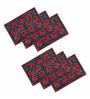 Floral (18x18) Grey & Red Cotton (Set of 6) Placemat