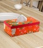 Floral Orange Mdf Wood Tissues Holder