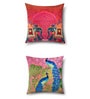 Green Traditional Cotton 16 x 16 Inches Cushion Covers (Set of 8)