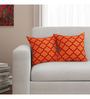 Orange Geometric Cotton 16 x 16 Inches Cushion Covers (Set of 2)