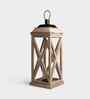 Selena Acacia Wood Lantern with Glass