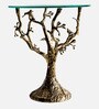 Selva Metal End Table in Antique Brass & Clear Glass Finish