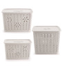 Plastic Kitchen Basket In White Set of 3