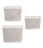 Plastic Kitchen Basket In White Set of 3