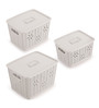 Plastic Kitchen Basket In White Set of 3