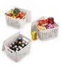 Plastic Kitchen Basket In White Set of 3