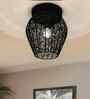 Semi Flush Mount Ceiling Light, 1-Light Black Industrial Fixture with Metal Mesh Shade