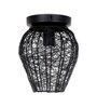 Semi Flush Mount Ceiling Light, 1-Light Black Industrial Fixture with Metal Mesh Shade