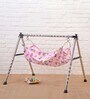 Zizag Design Metal Crib in Pink & Black Colour