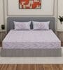 Purple Floral 144 TC Cotton King Sized Bedsheet With 2 Pillow Covers