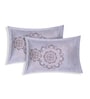 Purple Floral 144 TC Cotton King Sized Bedsheet With 2 Pillow Covers
