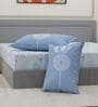 Blue Floral 144 TC Cotton King Sized Bedsheet With 2 Pillow Covers