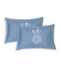 Blue Floral 144 TC Cotton King Sized Bedsheet With 2 Pillow Covers