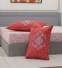 Peach Floral 144 TC Cotton King Sized Bedsheet With 2 Pillow Covers
