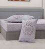 Purple Floral 144 TC Cotton King Sized Bedsheet With 2 Pillow Covers