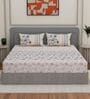 Blue Floral 144 TC Cotton King Sized Bedsheet With 2 Pillow Covers
